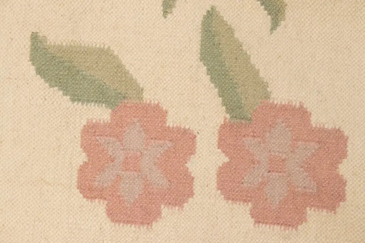 Large Contemporary Floral Dhurrie Rug Reversible