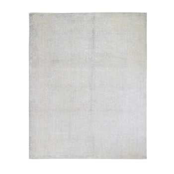 8'X10' Beige Wool And Silk Hand Loomed Fine Jacquard Rug