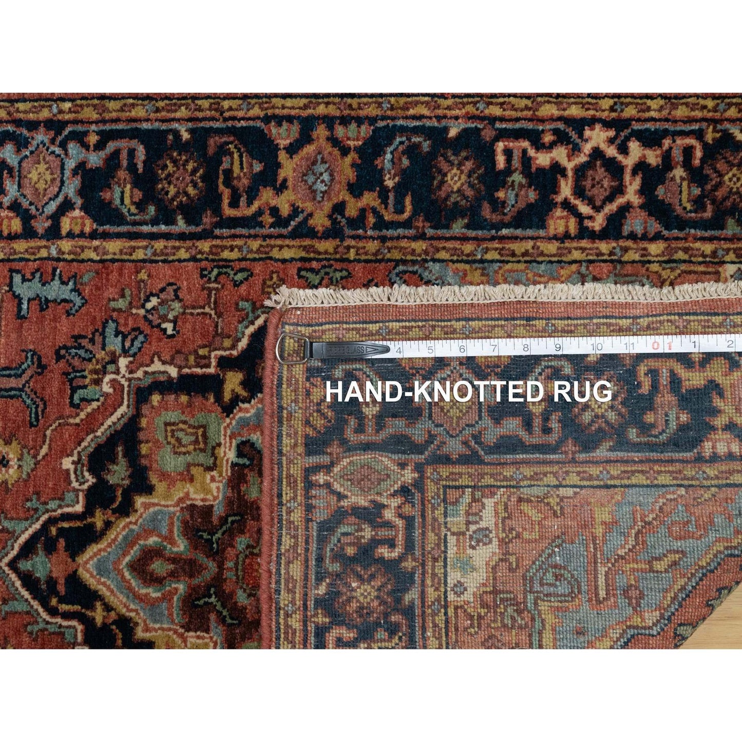 2'6"X8'3" Red Antiqued Heriz Re-Creation All Wool Hand Knotted Runner Rug