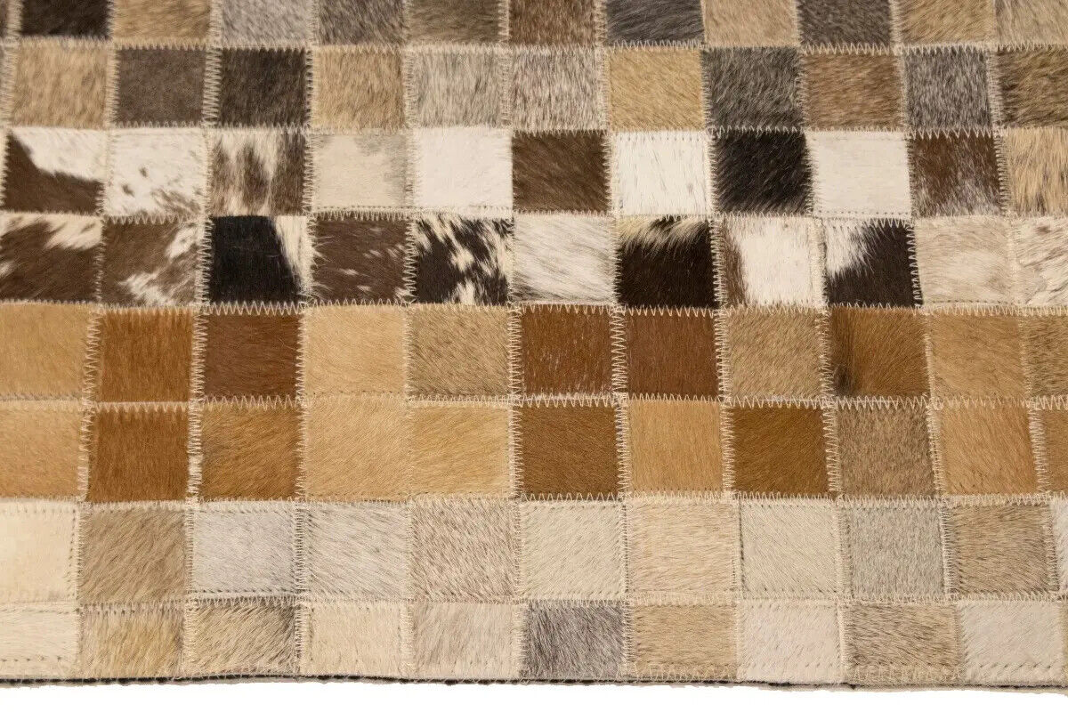 Hand-Crafted Modern Cowhide Leather Rug