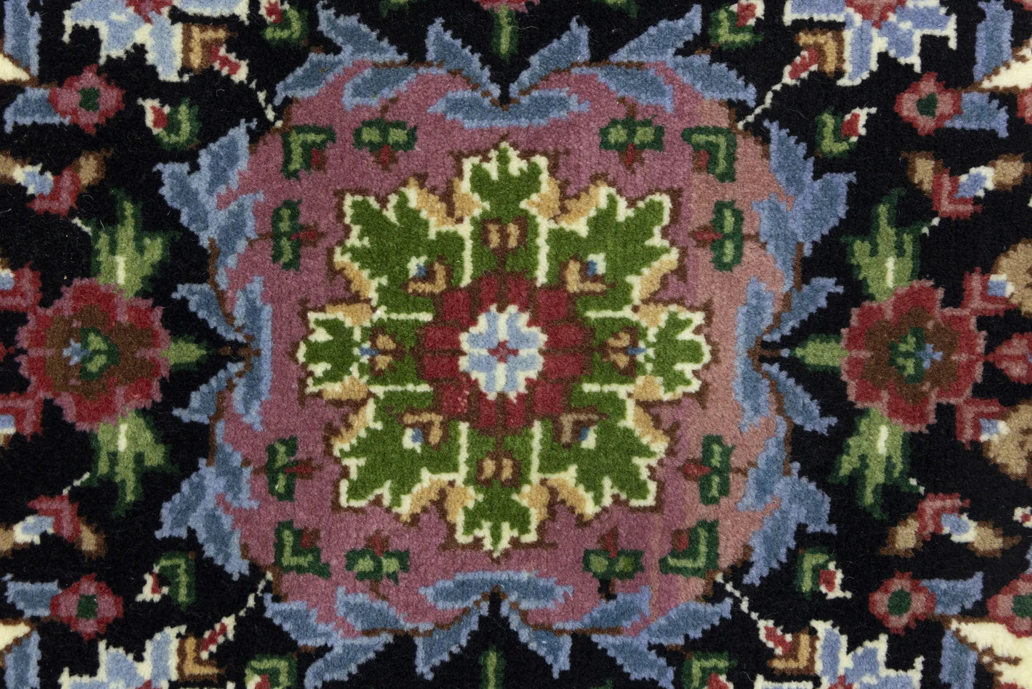 Handmade Kirman Oriental Rug Cream & Blue Floral