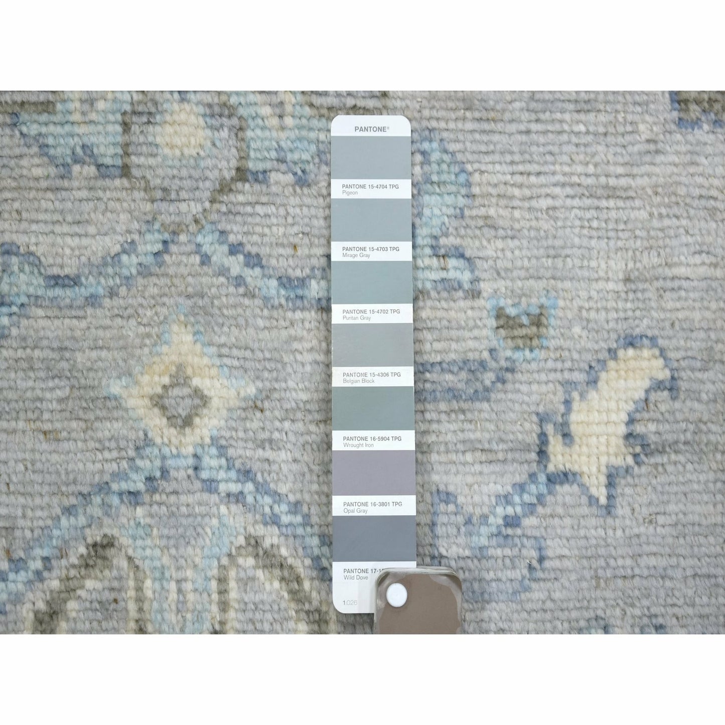 8'1"X10'4" Gray Angora Oushak All Over Motifs Wool Hand Knotted Rug
