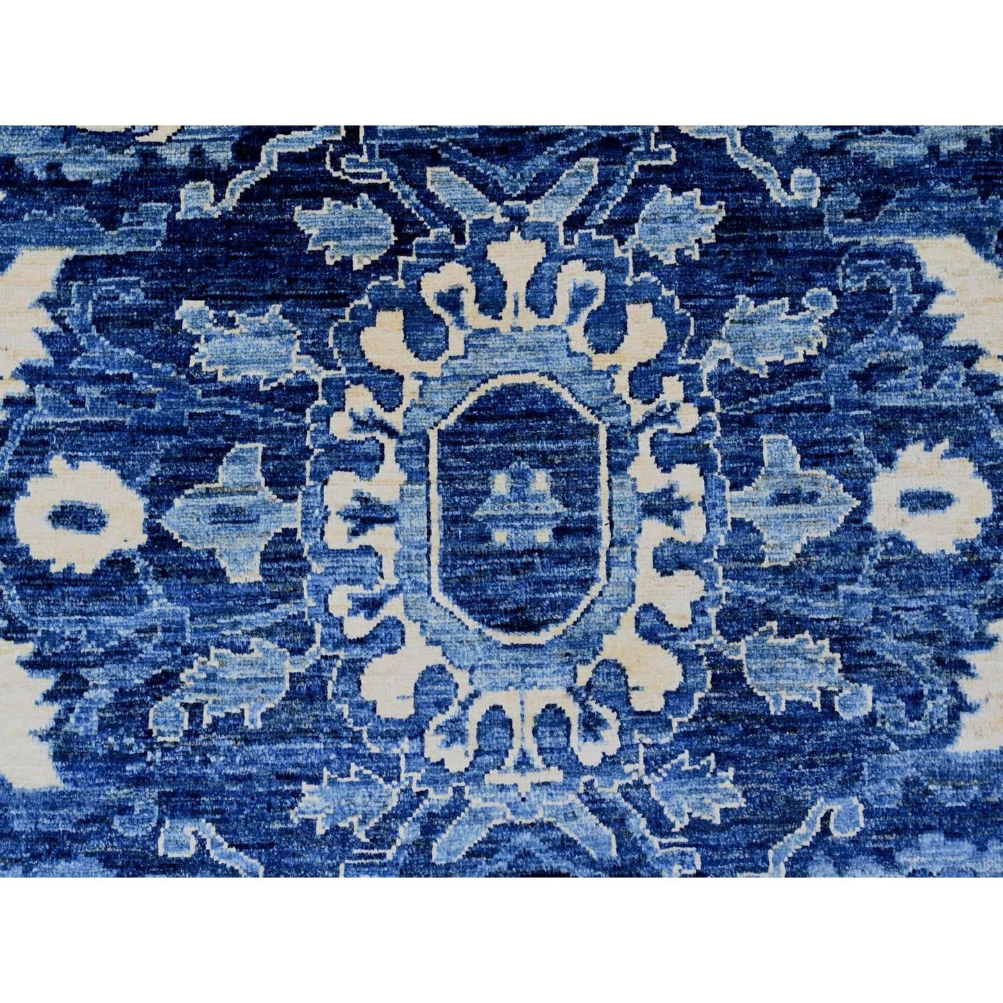 10'X13'10" Denim Blue Seeripe Heris Revival Ghazni Wool Hand Knotted Rug