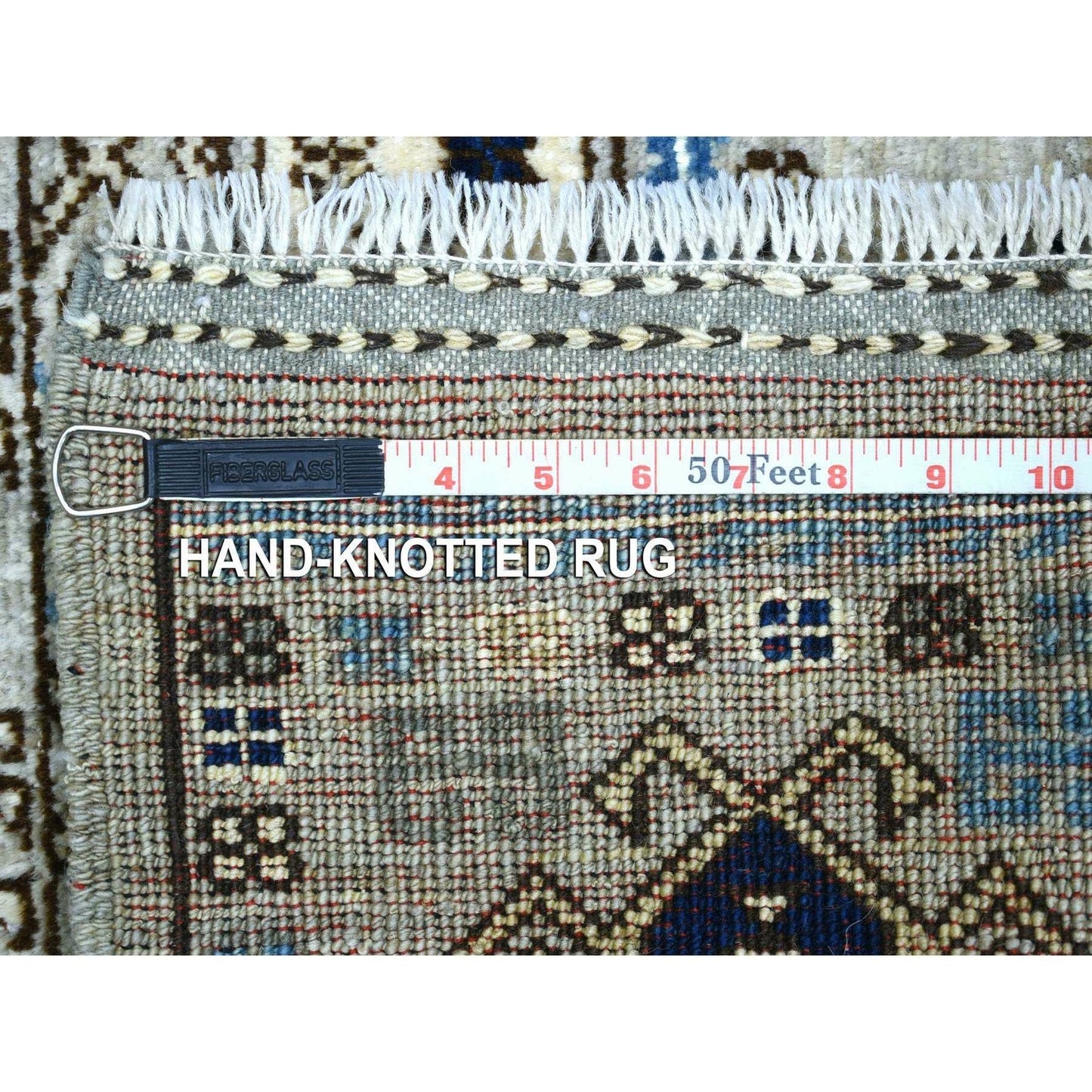 3'3"X4'10" Gray Afghan Ersari With Tribal Design Hand Knotted Wool Rug