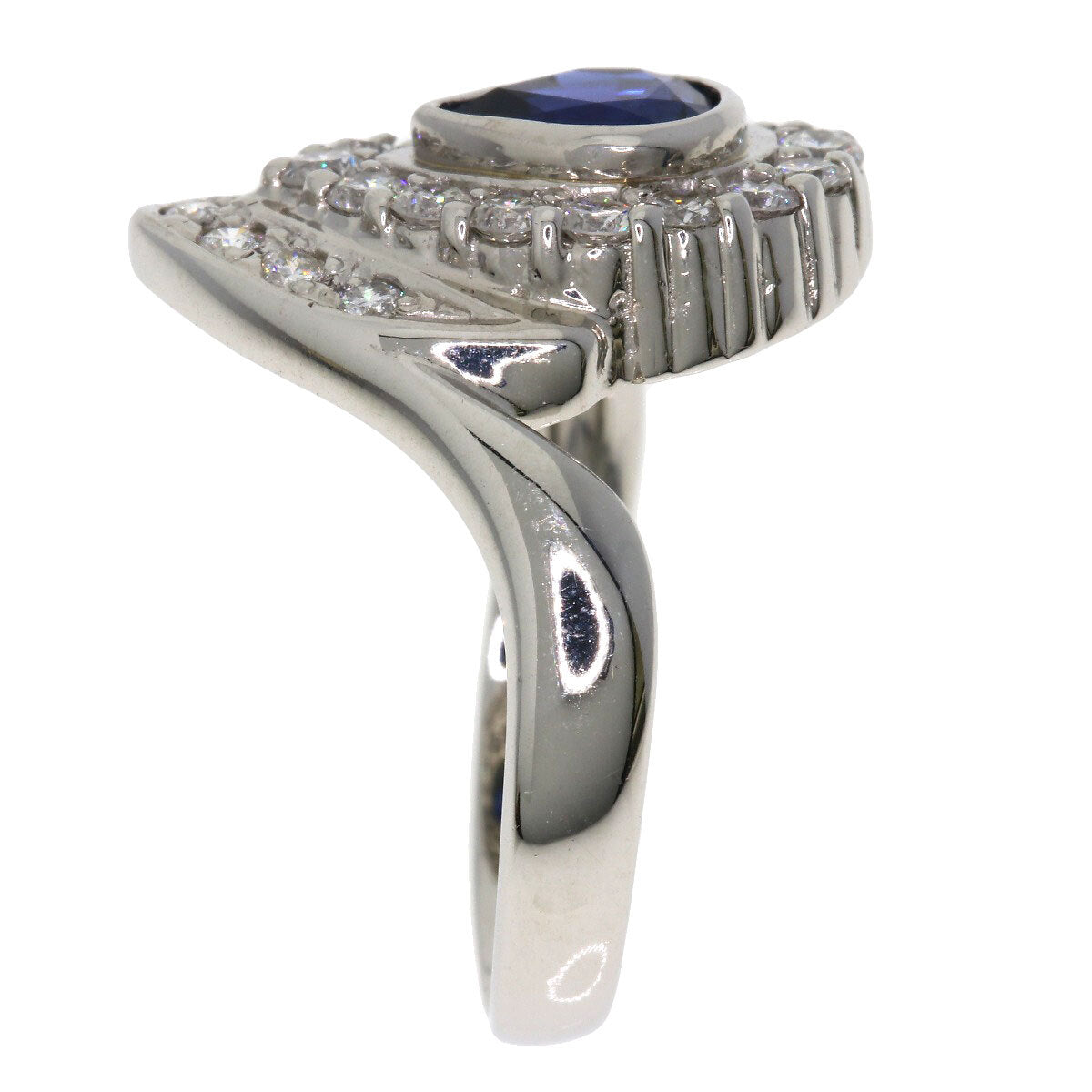 1.301ct Sapphire Diamond Ring Platinum PT900 8.7g