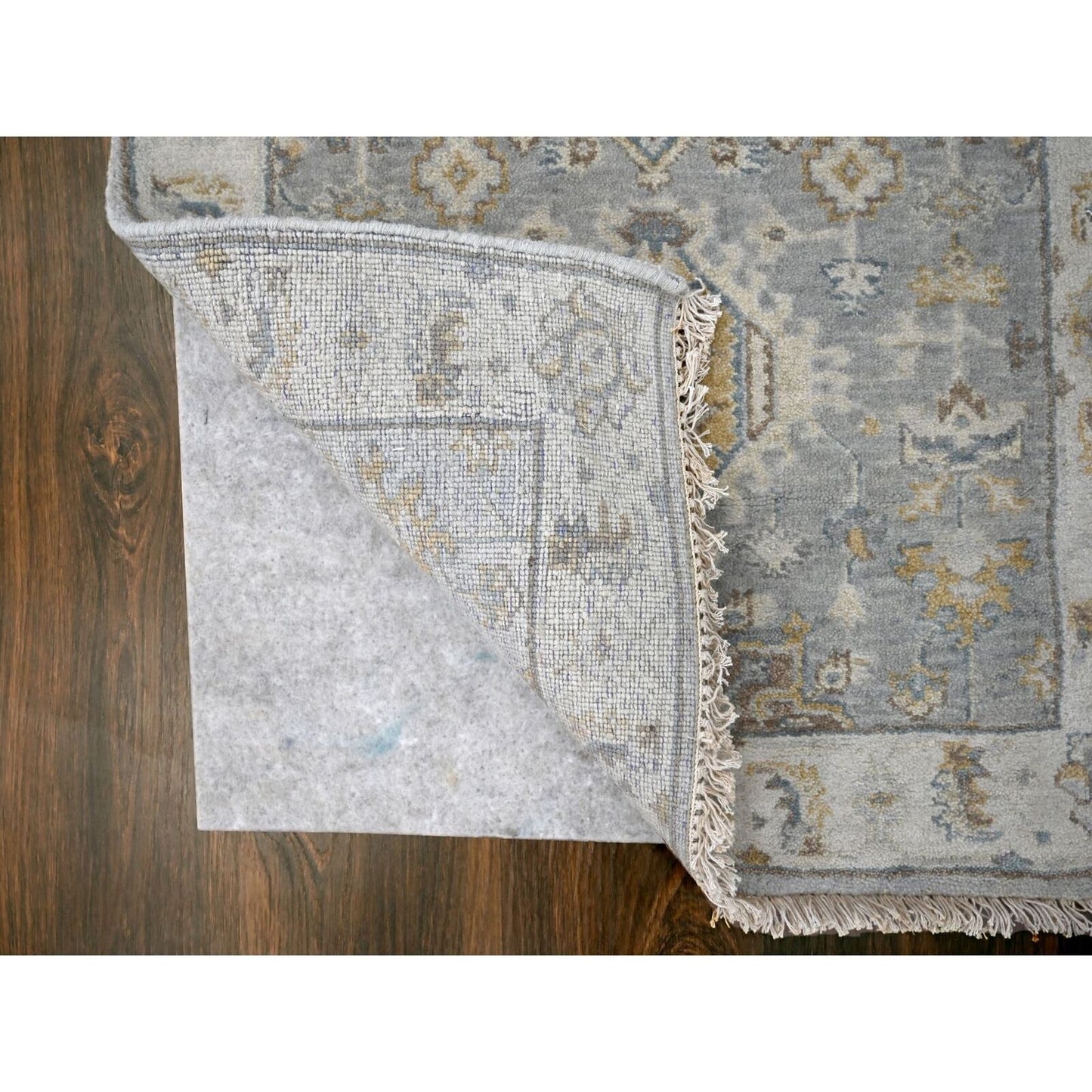 2'7"X10' Gray Karjihooz Design Natural Wool Hand Knotted Runner Rug