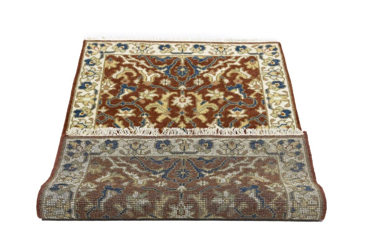 Handmade Rust Floral Chobi Rug Small Entryway