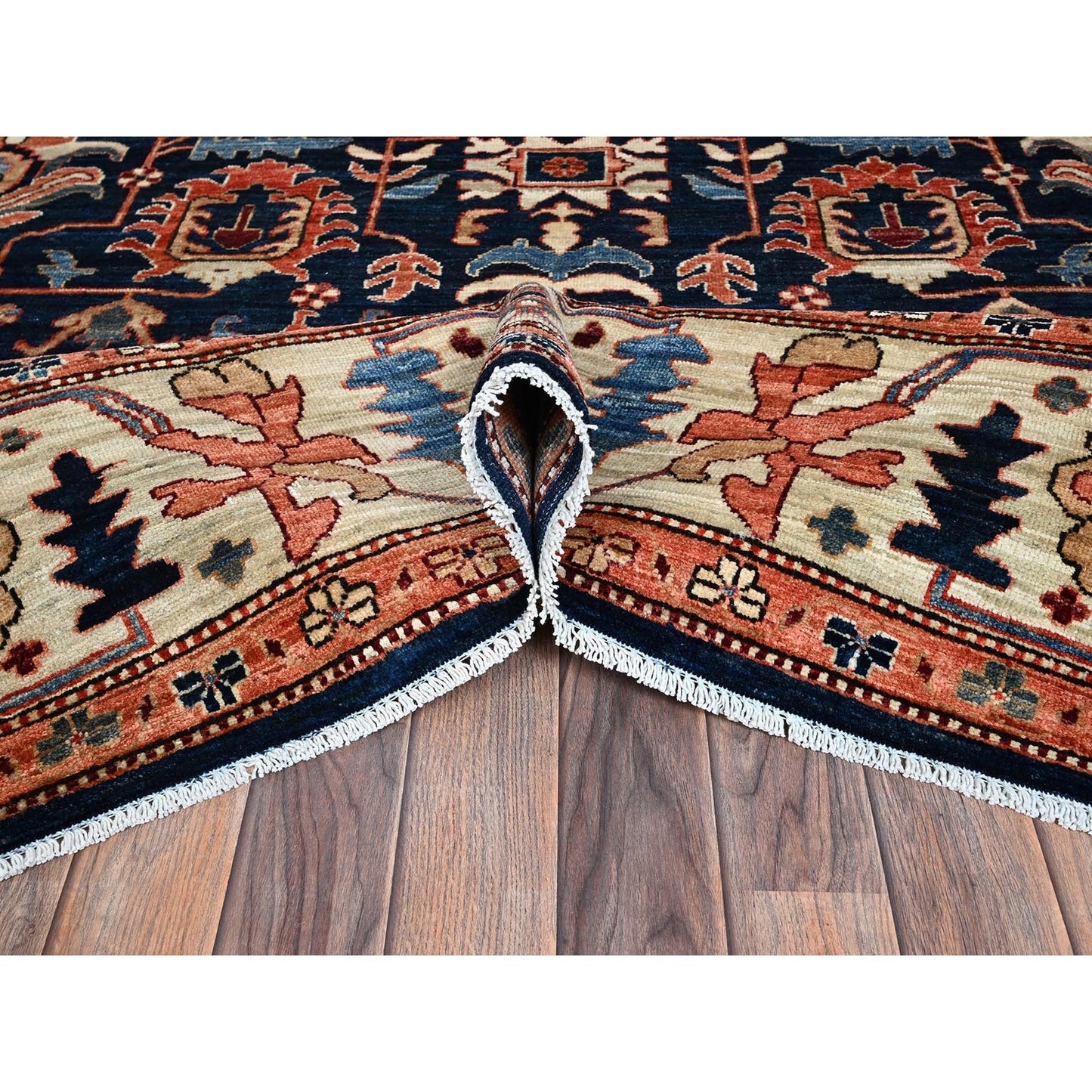 9'2"X11'10" Yale Blue Northwest Zoroastrian Design Wool Hand Knotted Rug