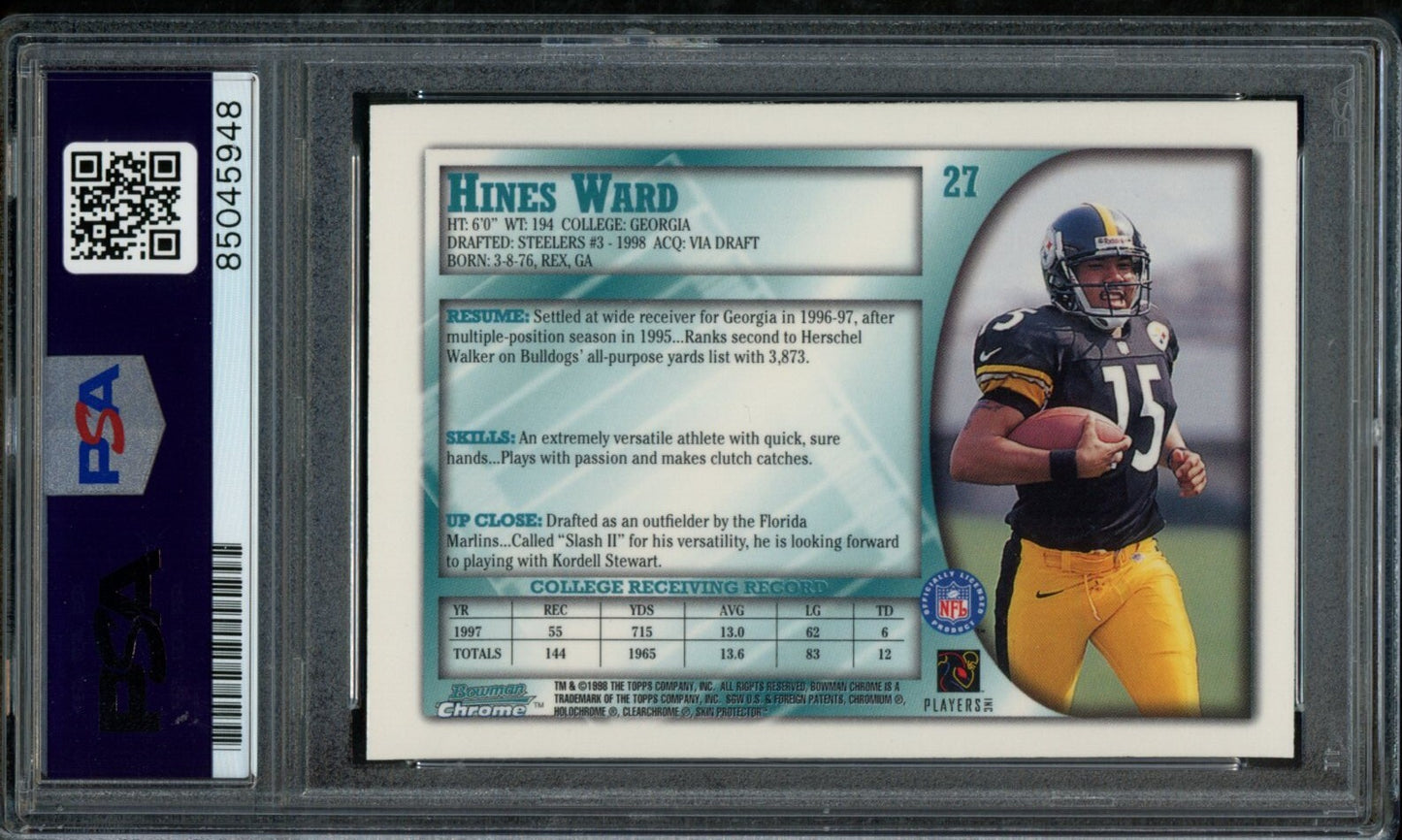 Hines Ward Steelers Autographed 1998 Bowman