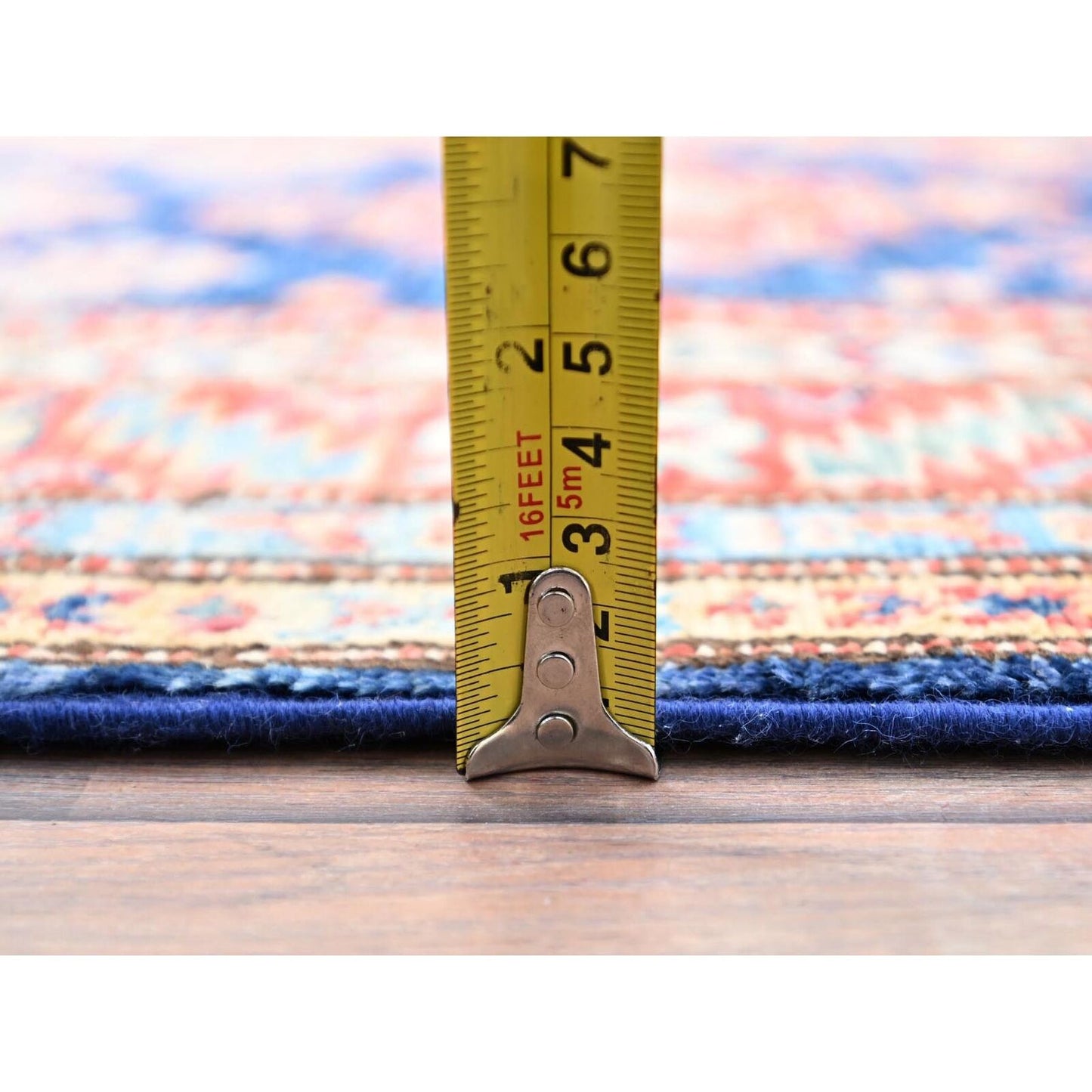 2'9"X26'3" Blue Hand Knotted Super Kazak Wool Xl Runner Rug