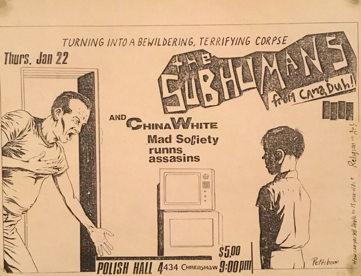 The Subhumans From Canaduh Vintage Flyer Poster
