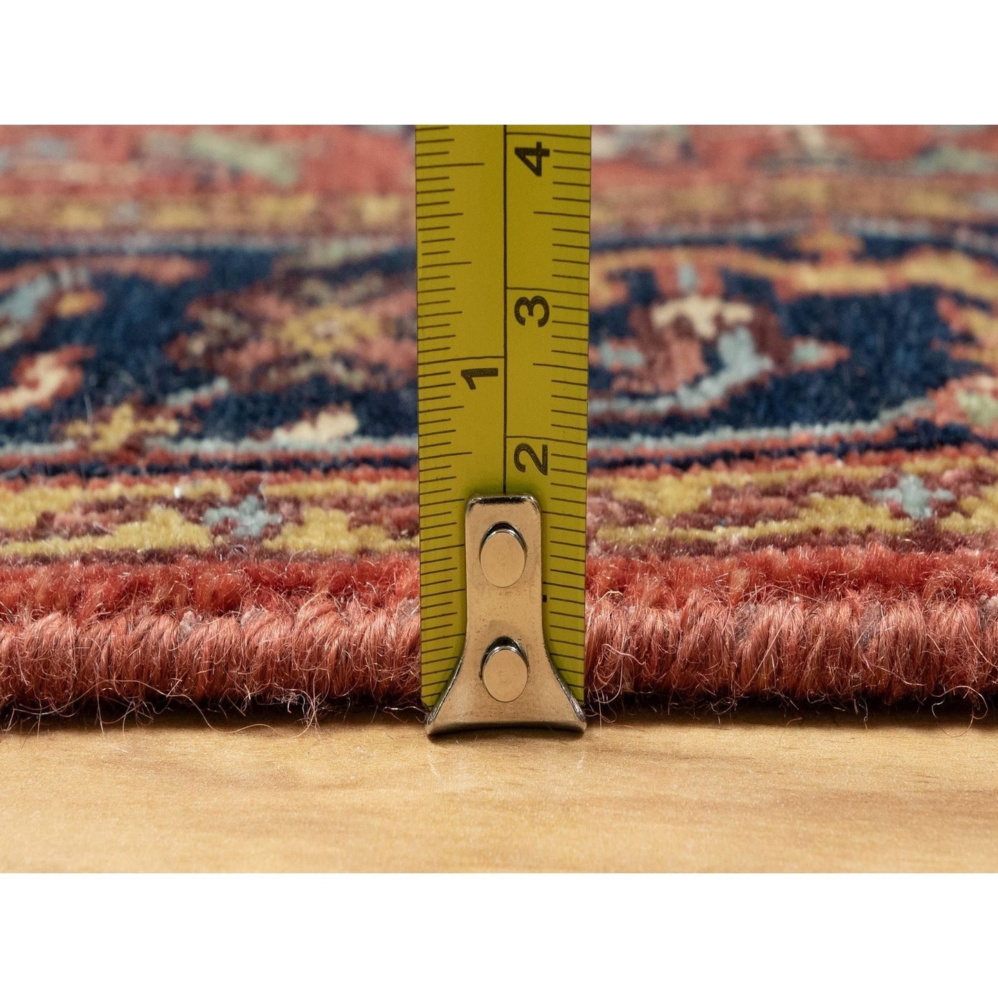 2'7"X28' Red Hand Knotted Antiqued Heri Re-Creation Wool Xl Runner Rug
