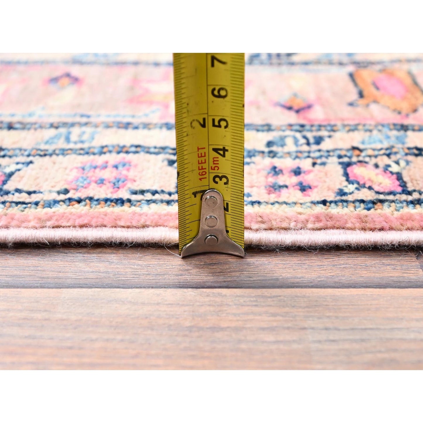 4'X6' Pink Salt Organic Wool Hand Knotted Afghan Super Kazak Rug