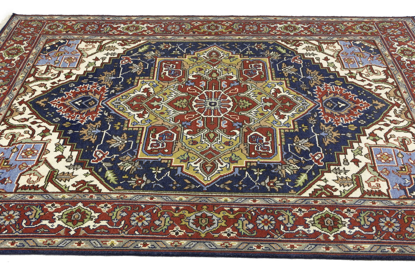 Geometric Heriz Serapi Oriental Rug Dining Room