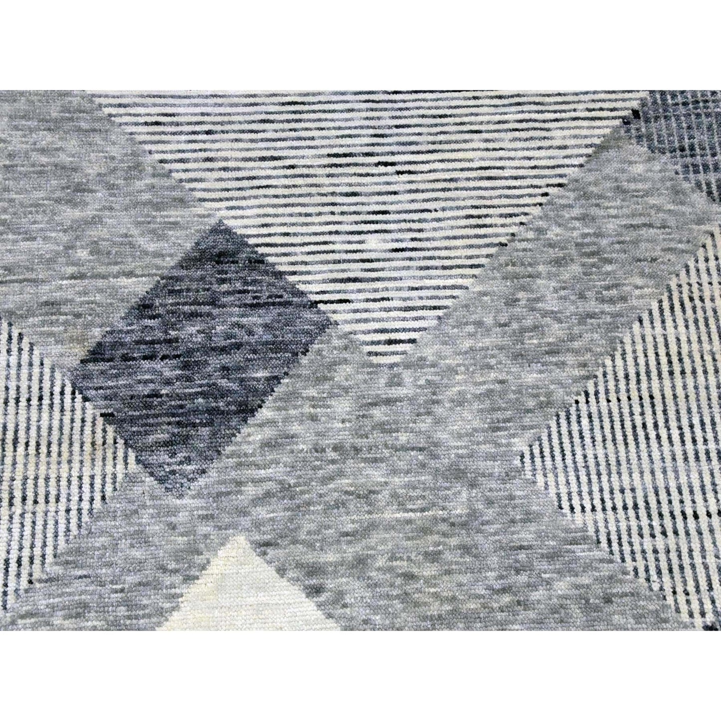 9'1"X12'1" Gray Wool Hand Knotted Geometric Art Deco Collection Rug