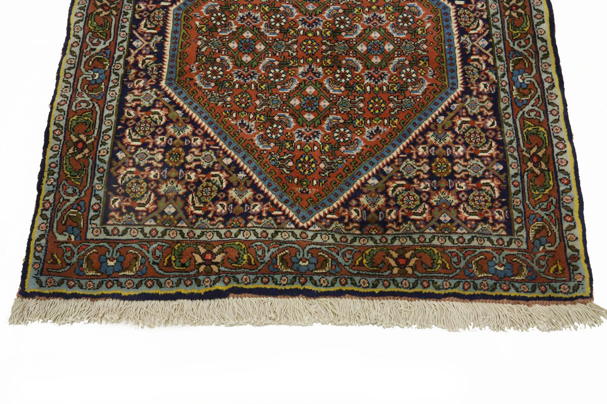 250 Kpsi Navy Orange Floral Square Rug Small