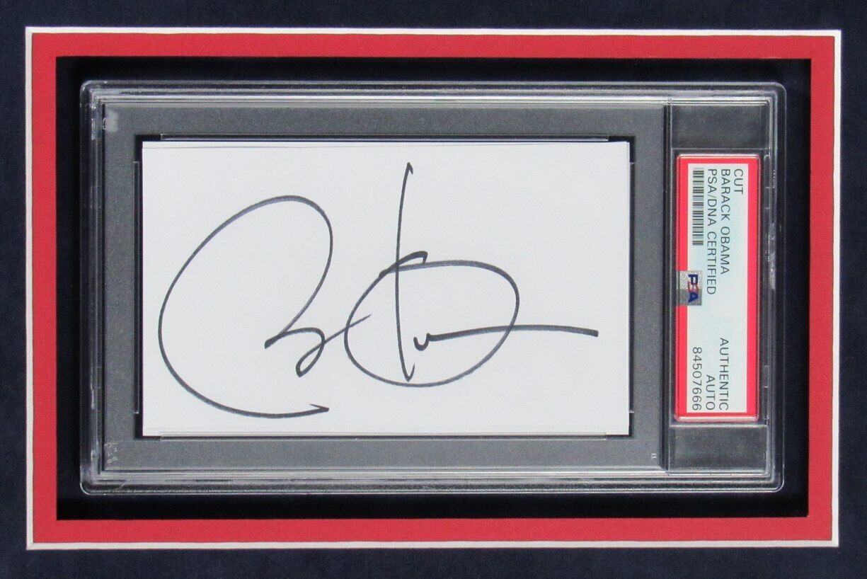 Barack Obama Signed 3X5 Index Card/Cut With 8X10