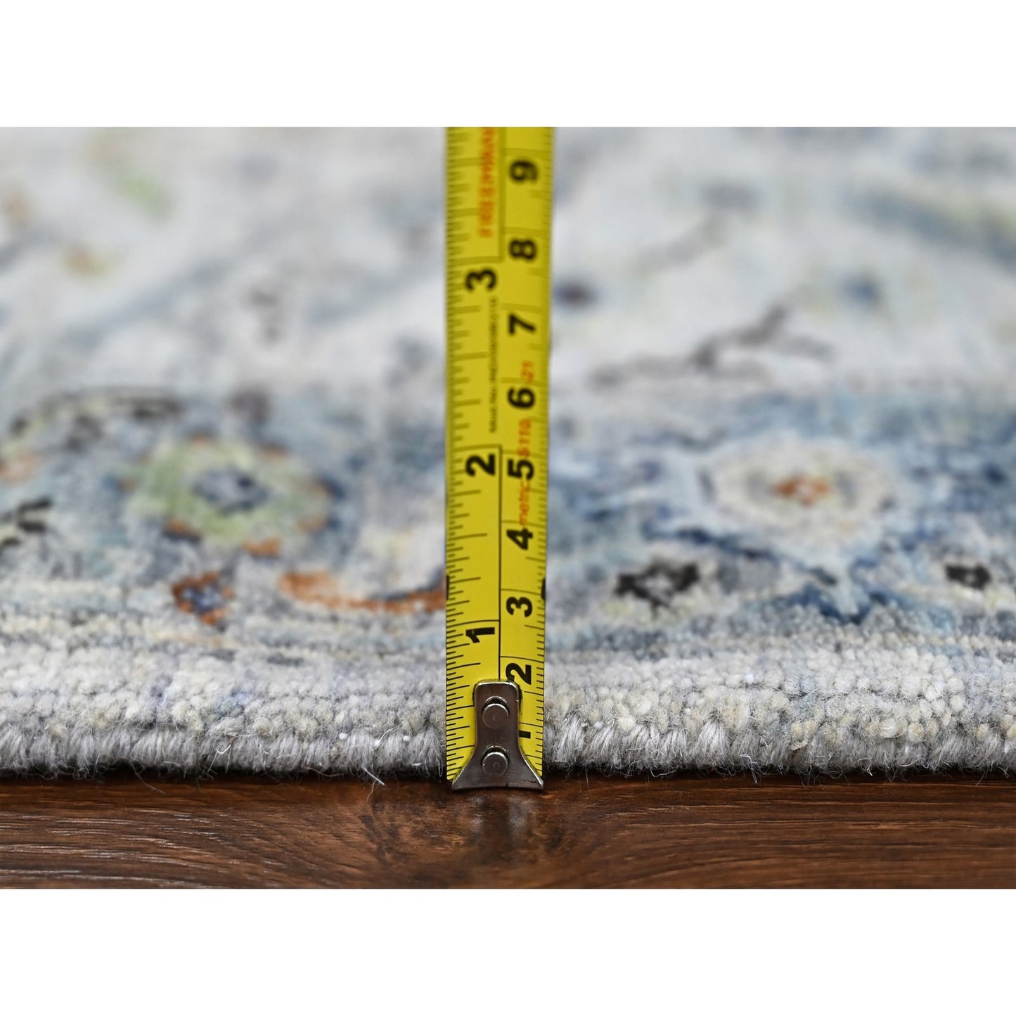 2'5"X5'9" Gray Hand Knotted Wool Oushak Floral Motifs Runner Oriental Rug