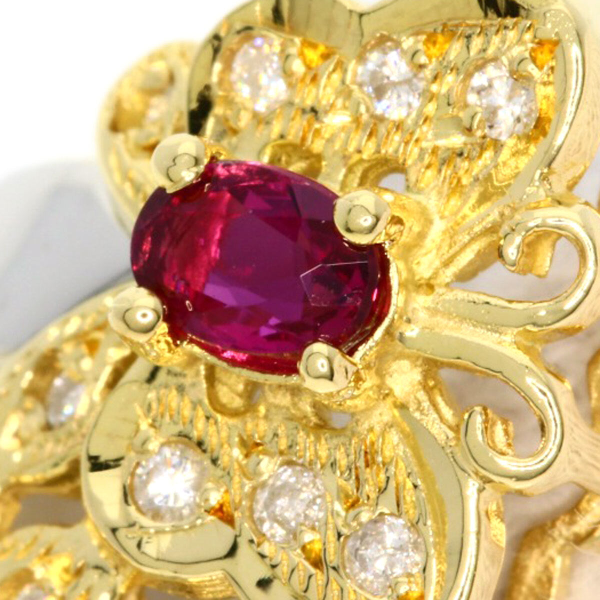 0.29ct Ruby Diamond Ring K18 Yellow Gold PT900