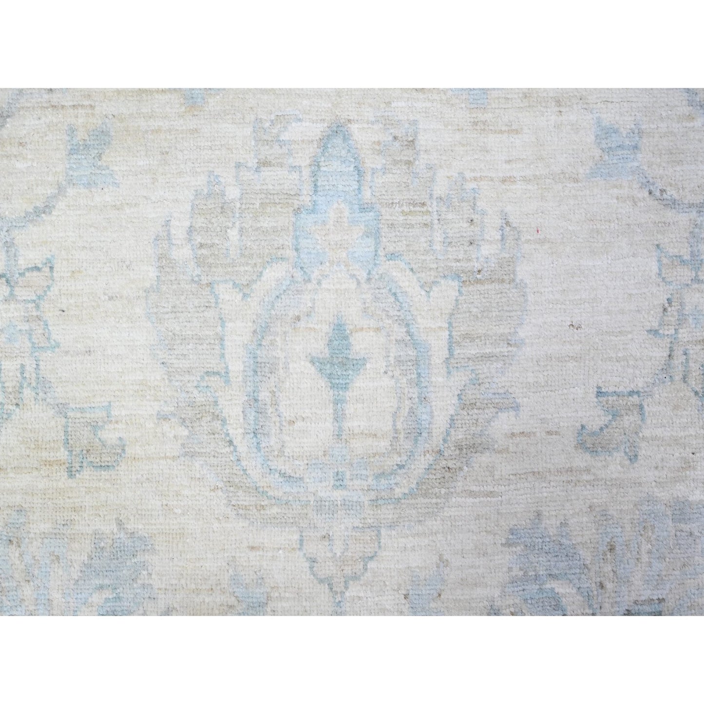 10'2"X14'1" Frost White Organic Wool White Wash Peshawar Hand Knotted Rug