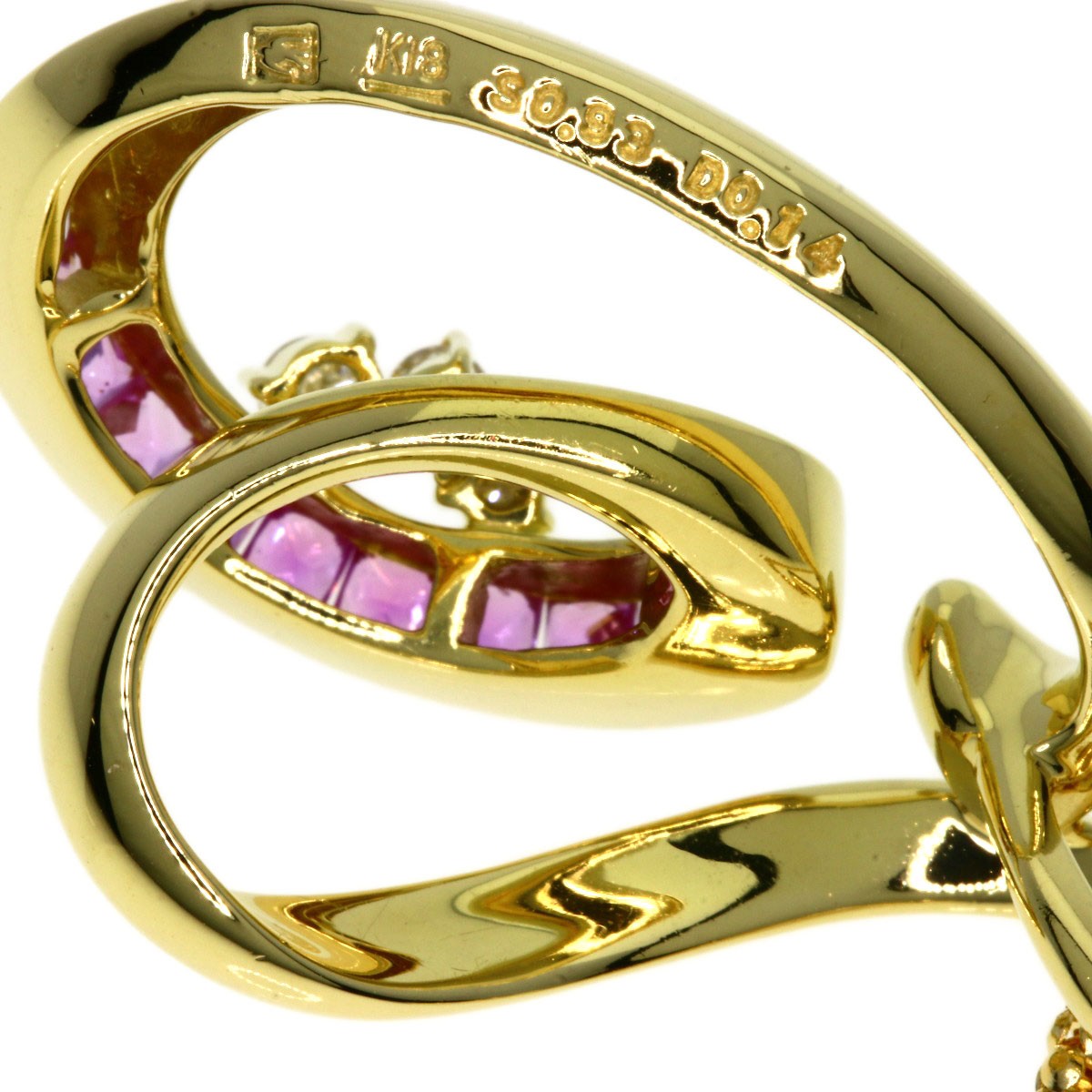 Jeunet Pink Sapphire Diamond Necklace K18 Yellow