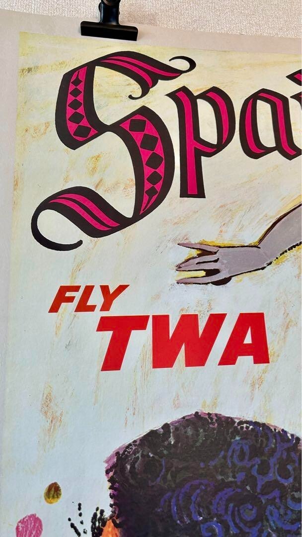 Trans World Airlines Original Vintage Poster - Spain Fly Twa Lithograph Usa