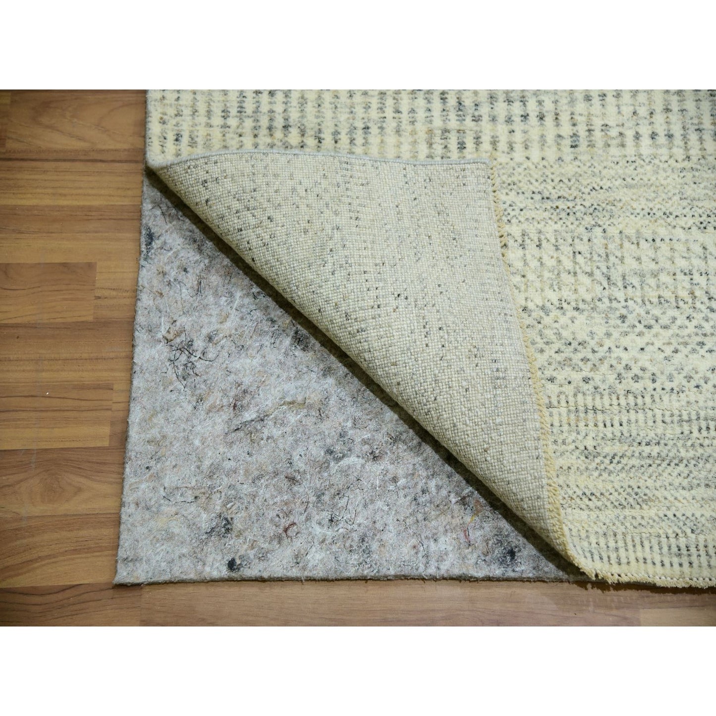 12'X12' Ivory Wool Modern Square Grass Design Hand Knotted Oriental Rug
