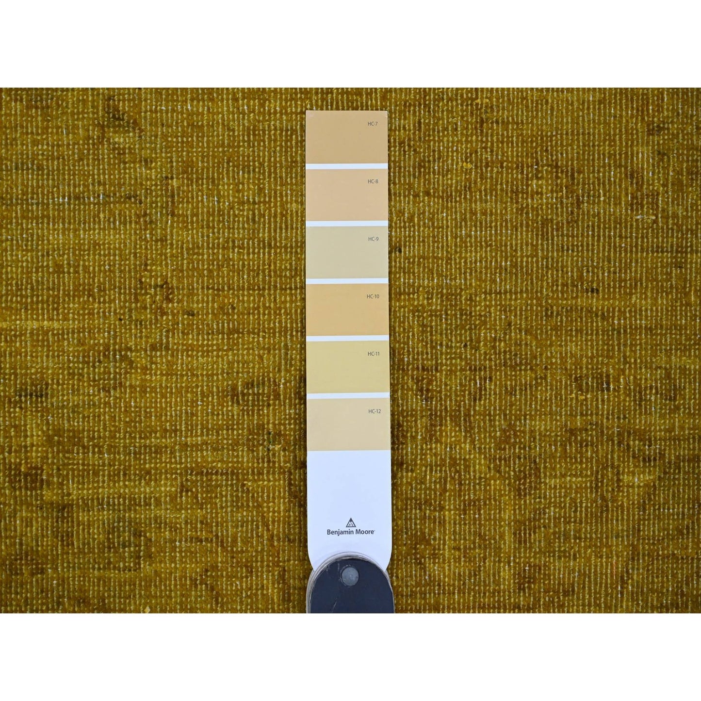 7'7"X9'7" Yellow Overdyed Zero Pile Tribal Design Hand Knotted Wool Rug