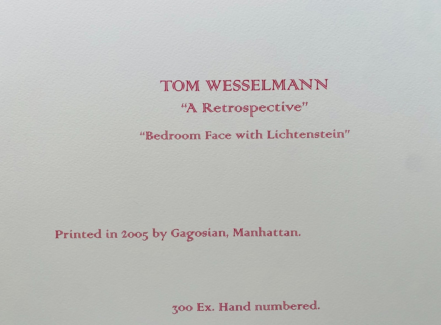 Hand Tom Wesselmann Lithograph Handmade COA Signed op Numbered To
