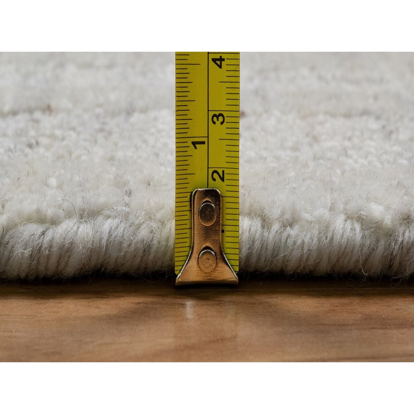 9'X12' Ivory Undyed Natural Wool Vertical Stripes Design Hand Loomed Rug