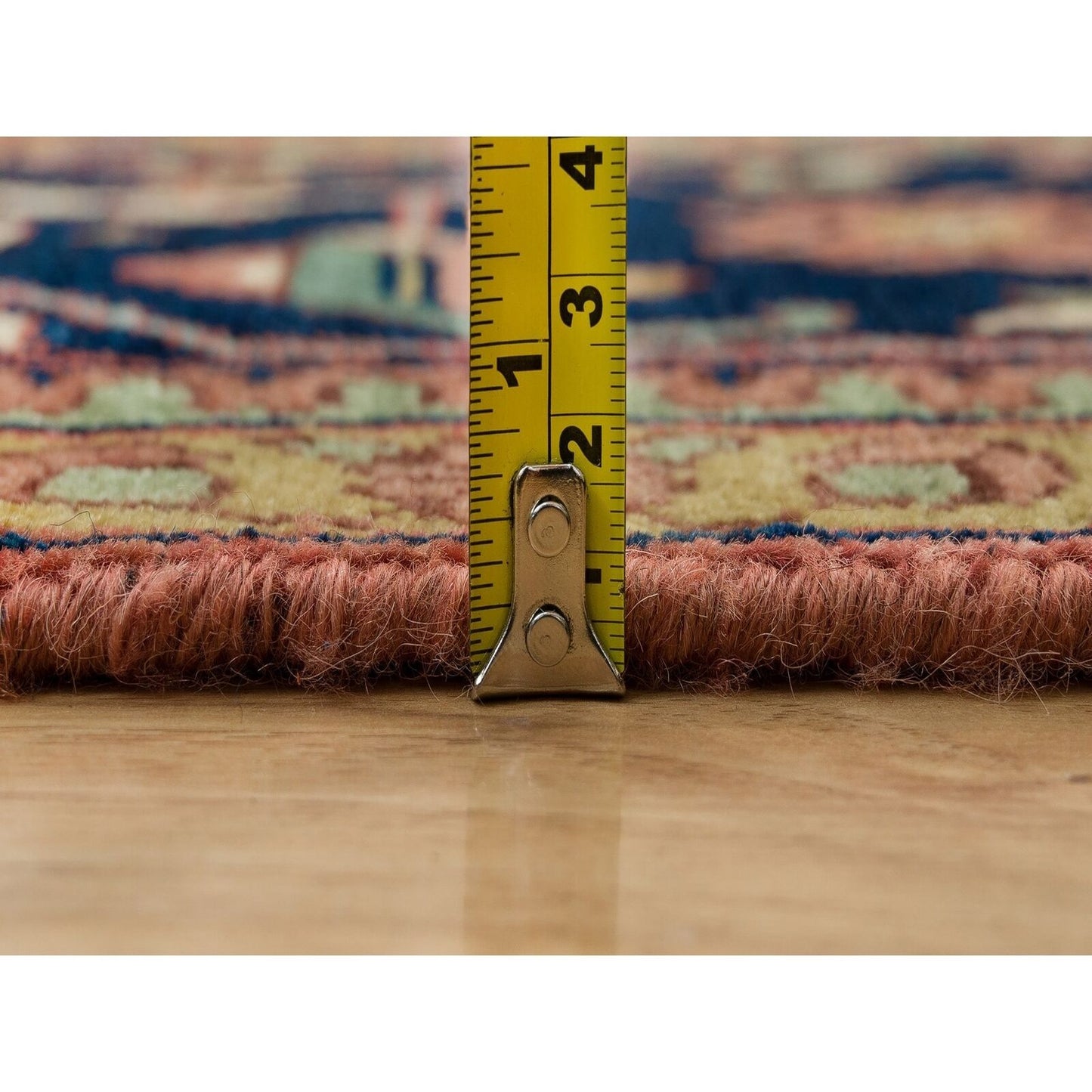 10'X10' Fire Brick Red Wool Antiqued Fine Heris Hand Knotted Square Rug