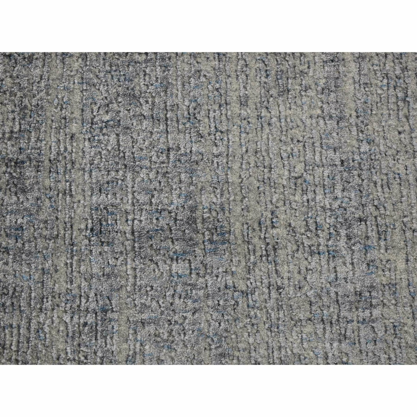 2'5"X10'8" Gray Fine Jacquard Hand Loomed Modern Runner Wool Art Silk Rug