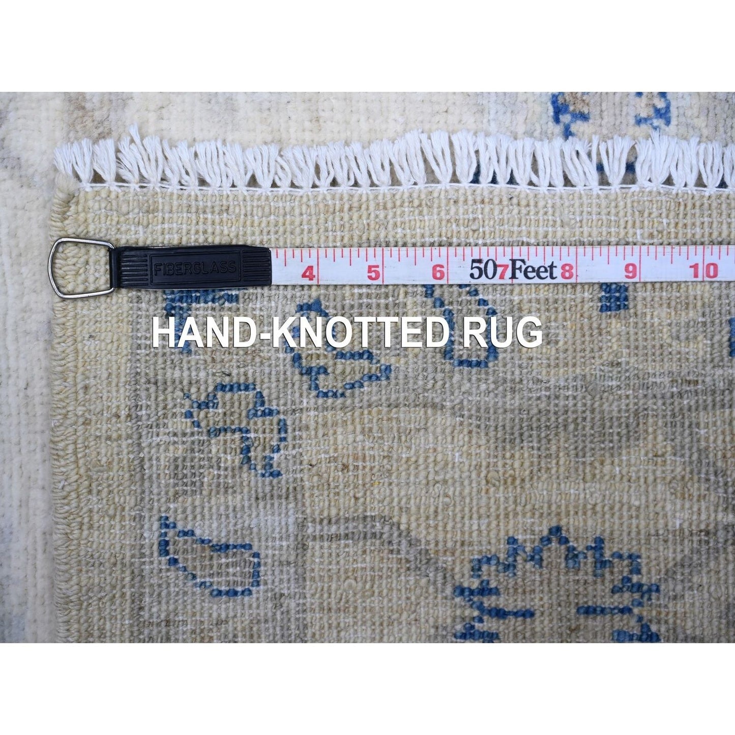 2'8"X11'10" White Hand Knotted Wool White Wash Peshawar Runner Rug