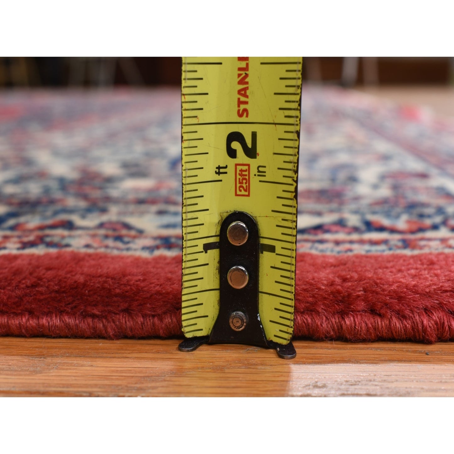 10'X13'9" Crimson Red Vintage Zoroastrian Saroogh Wool Hand Knotted Rug