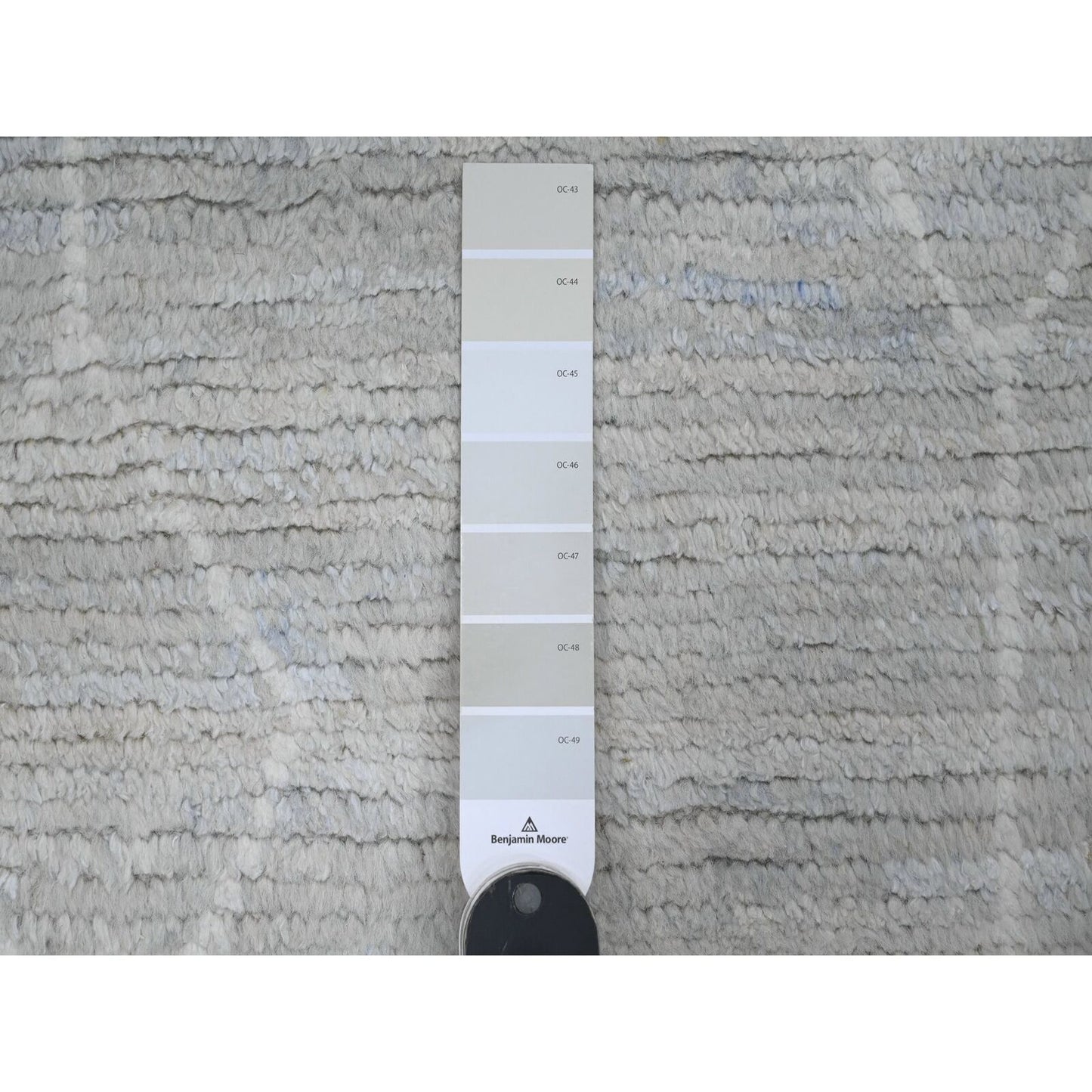 2'6"X12'9" White Wool Geometric Moroccan Weave Hand Knotted Runner Rug