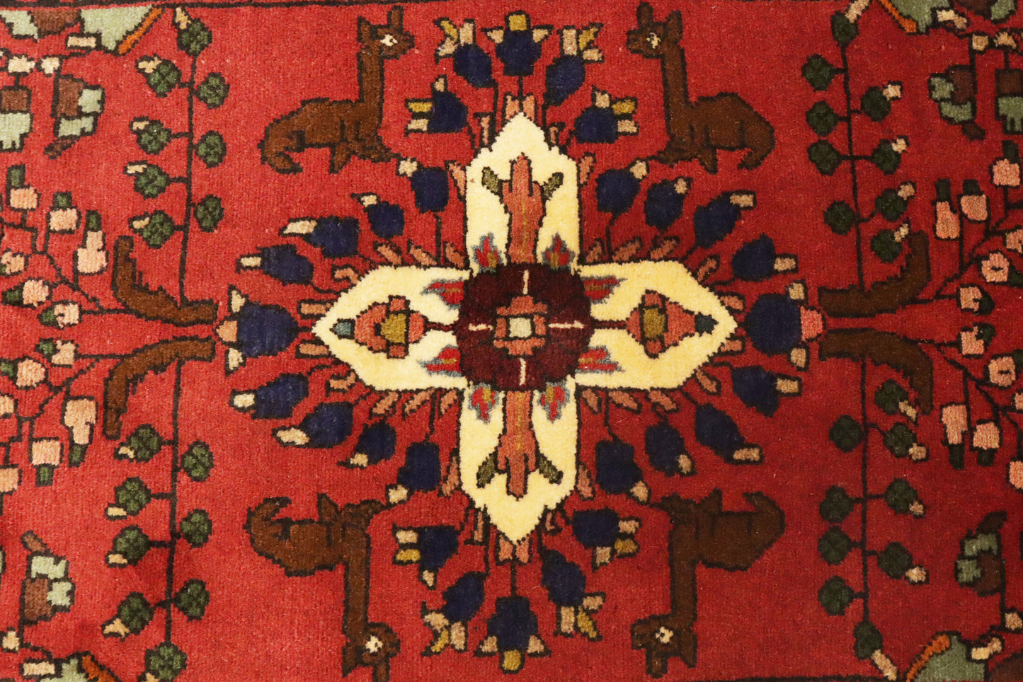 Handmade Vintage Oriental Runner Rug Red Floral