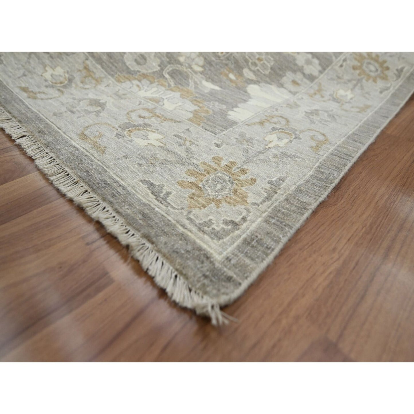 9'X11'10" Gray Hand Knotted Ziegler Mahal Flower Design Wool Oriental Rug