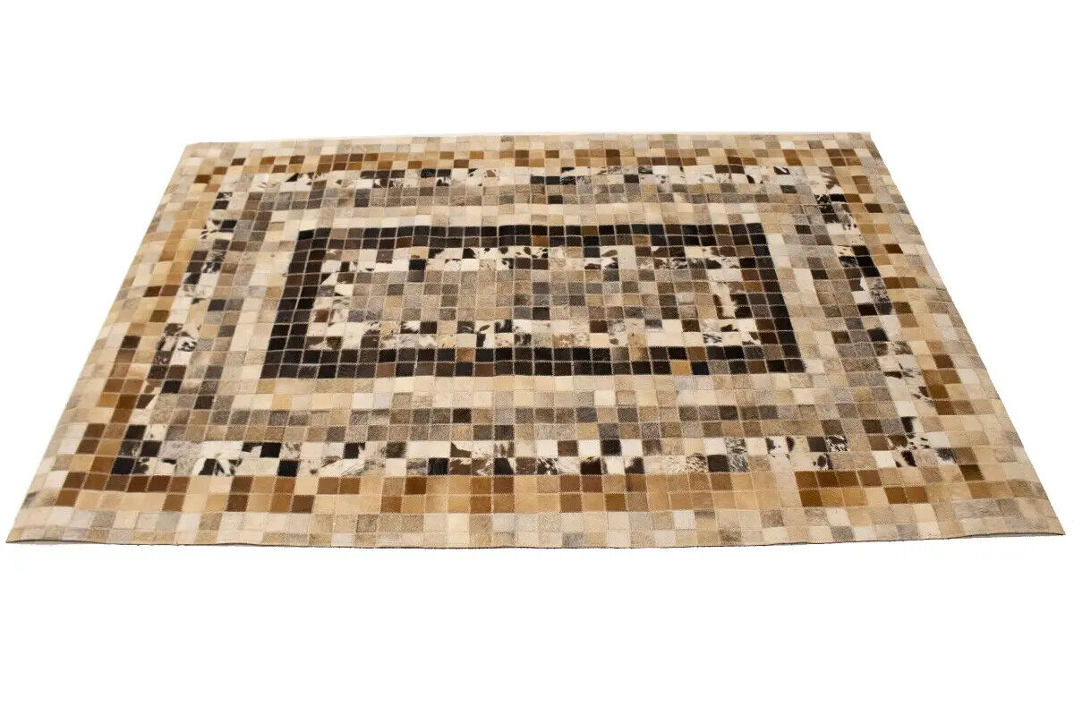 Hand-Crafted Modern Cowhide Leather Rug