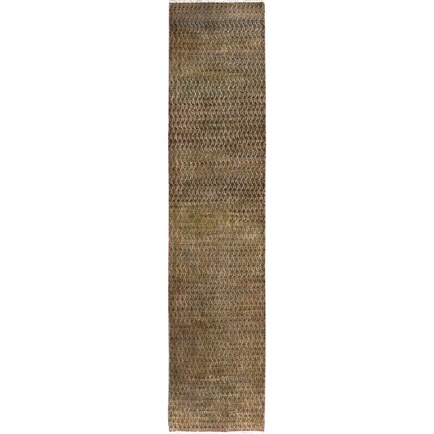 2'6"X11'5" Brown Vintage Zoroastrian Tebraz With Paisley Pattern Runner Rug