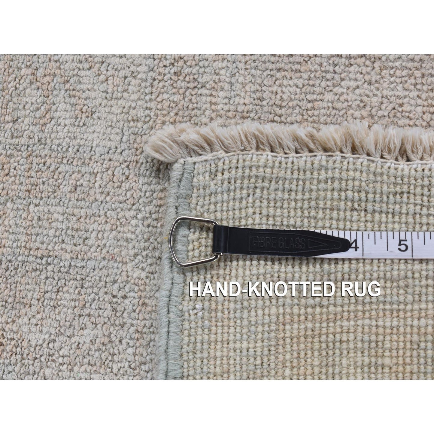 4'X6' Beige Hand Knotted Washed Out Khotan Design Pure Wool Rug