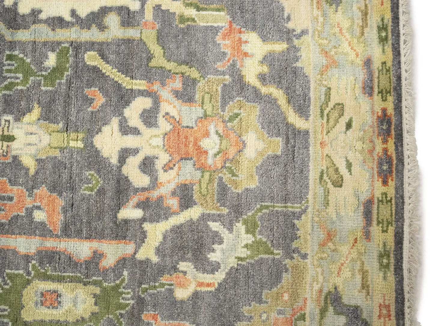 Handmade Floral Oushak Chobi Rug Colorfast