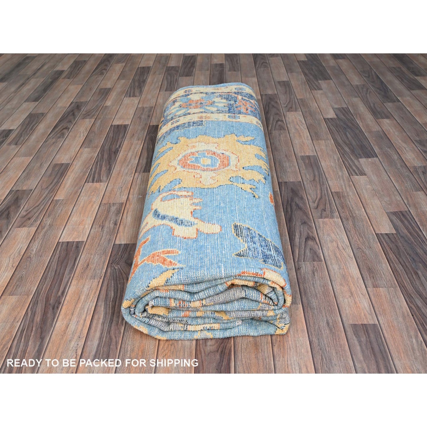 9'4"X12'4" Norse Blue Pure Wool Densely Woven Hand Knotted Oriental Rug