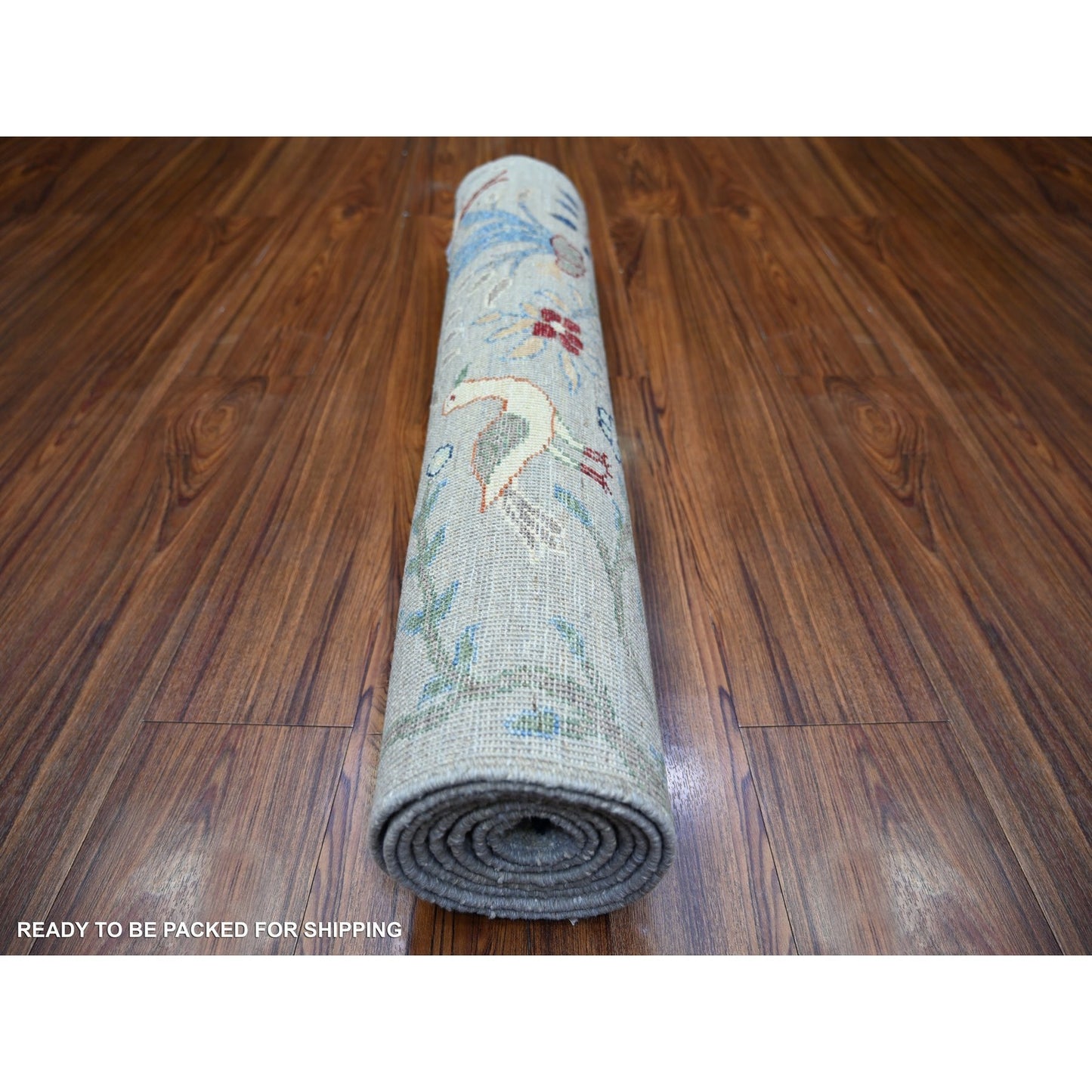 2'9"X7'7" Ash Gray Afghan Peshawar Wool Hand Knotted Runner Oriental Rug