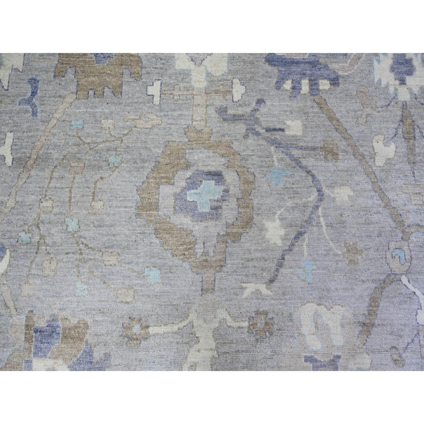 12'X15'6" Gray Hand Knotted Afghan Angora Oushak Pure Wool Oversized Rug