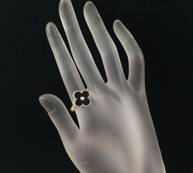 Van Cleef & Arpels Ring Vintage Alhambra Onyx Diamond Eu57 18Kyg