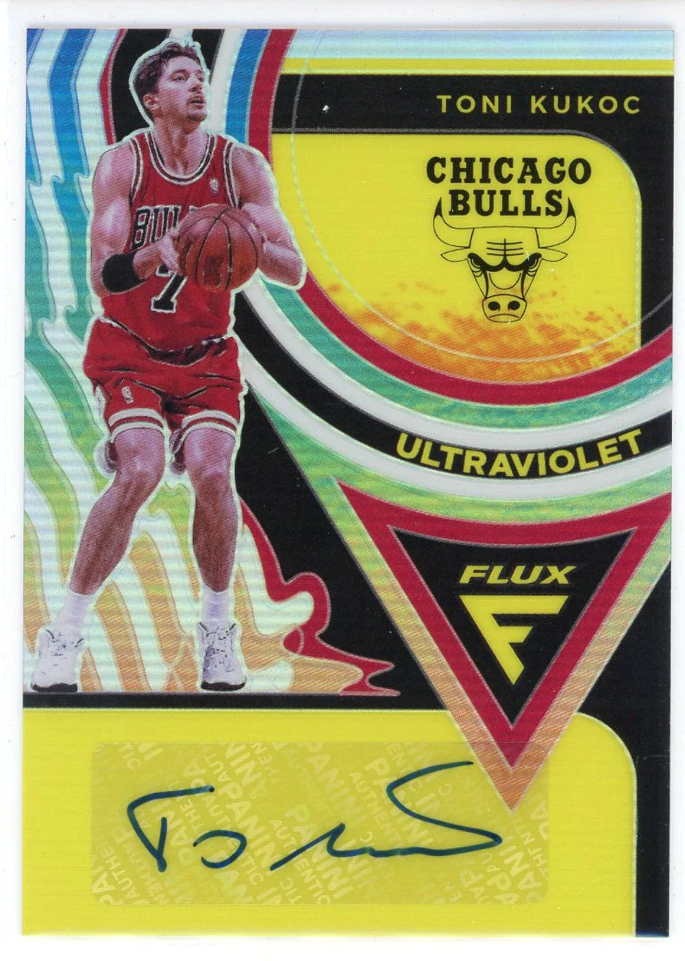 Toni Kukoc Autographed 2020-21 Panini Flux Ultraviolet Prizm Card #Uv-Tku