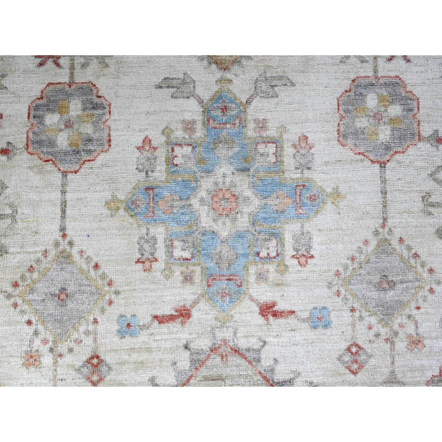 8'X9'9" Porcelain White Wool Hand Knotted Finer Peshawar Oriental Rug