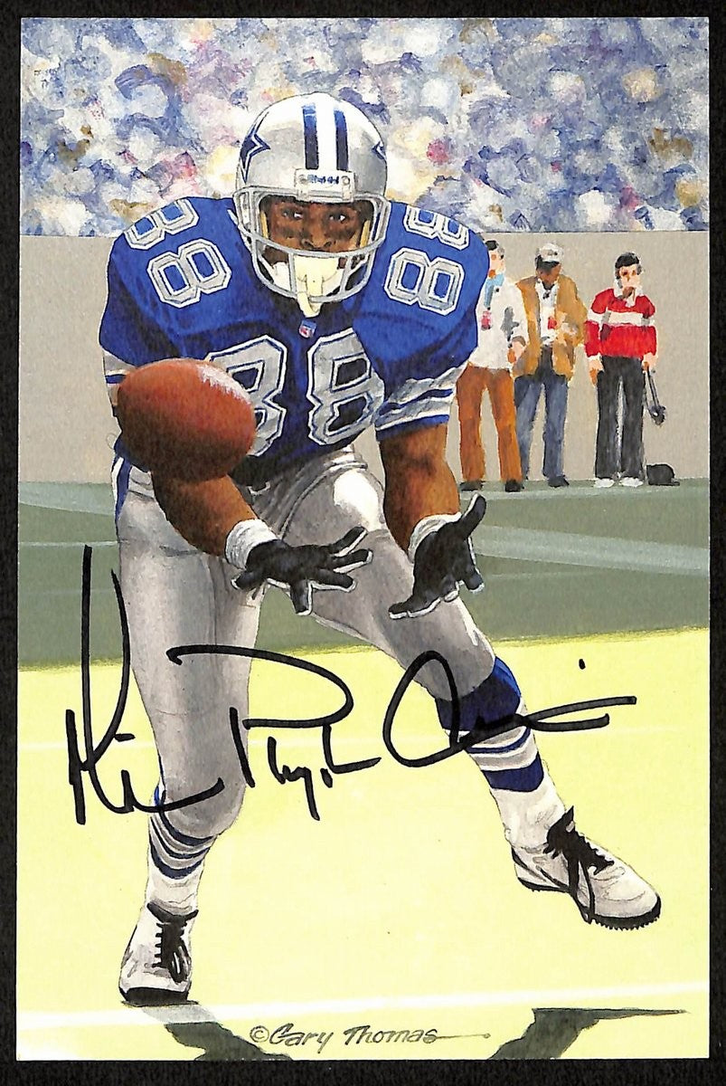 Michael Irvin Signed/Auto Glac Goal Line Art Postcard Gold Seal 81/100 Psa