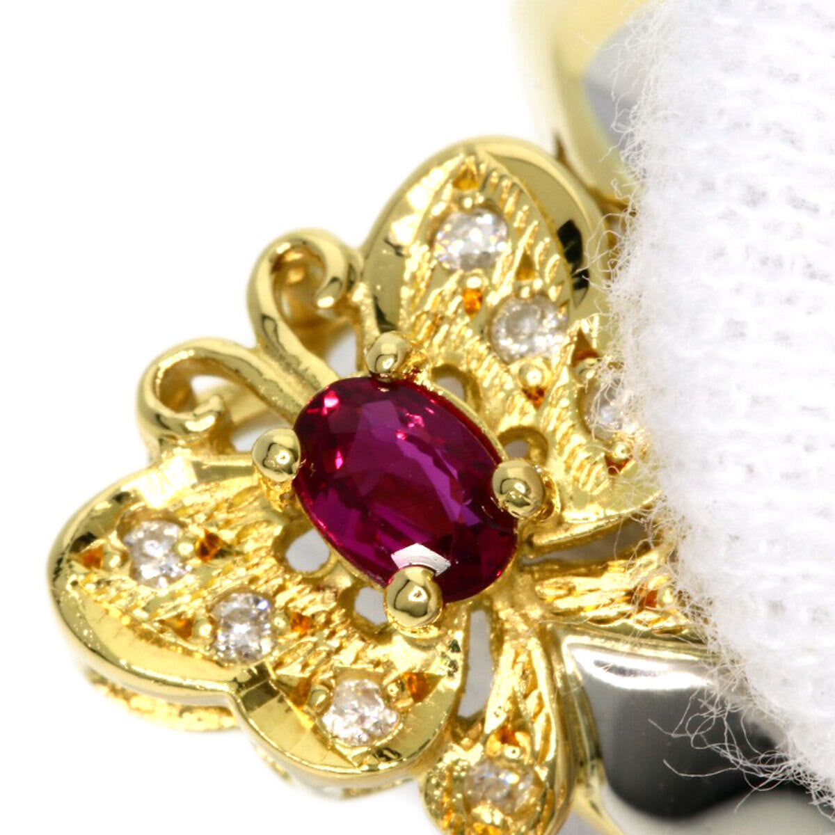 0.29ct Ruby Diamond Ring K18 Yellow Gold PT900
