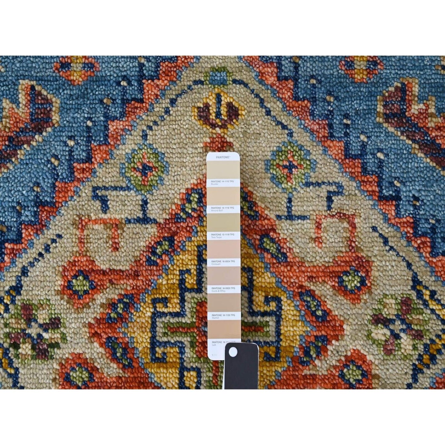 8'10"X11'10" Light Blue Hand Knotted Sheeraz Design Pure Wool Rug